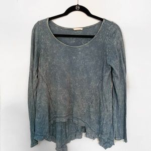 Blue Scoop Neck Long Sleeve